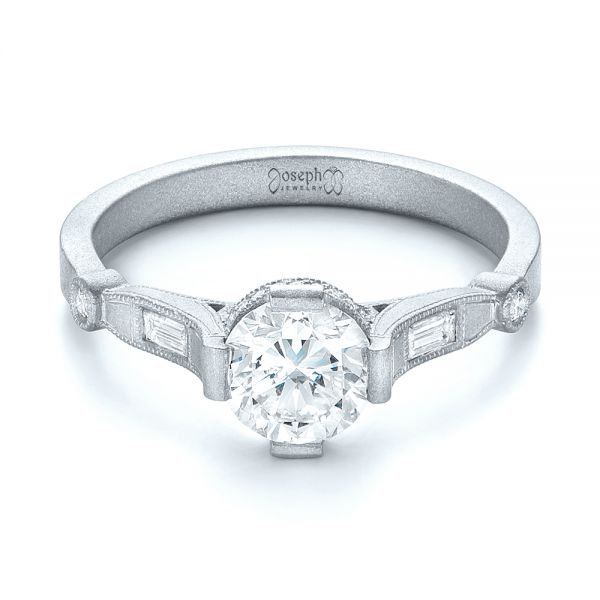  Platinum Platinum Custom Sandblasted Diamond Engagement Ring - Flat View -  103379