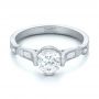 14k White Gold 14k White Gold Custom Sandblasted Diamond Engagement Ring - Flat View -  103379 - Thumbnail