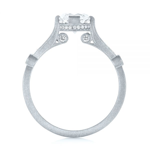 18k White Gold 18k White Gold Custom Sandblasted Diamond Engagement Ring - Front View -  103379