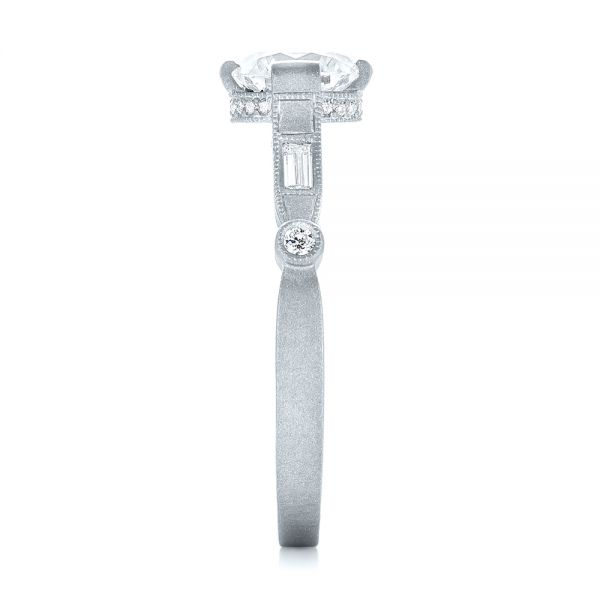 18k White Gold 18k White Gold Custom Sandblasted Diamond Engagement Ring - Side View - 103379