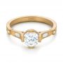 18k Yellow Gold Custom Sandblasted Diamond Engagement Ring - Flat View -  103379 - Thumbnail