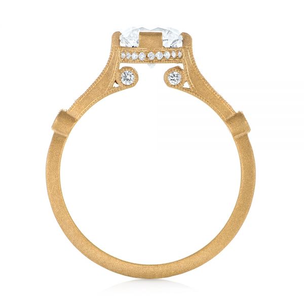18k Yellow Gold Custom Sandblasted Diamond Engagement Ring - Front View - 103379
