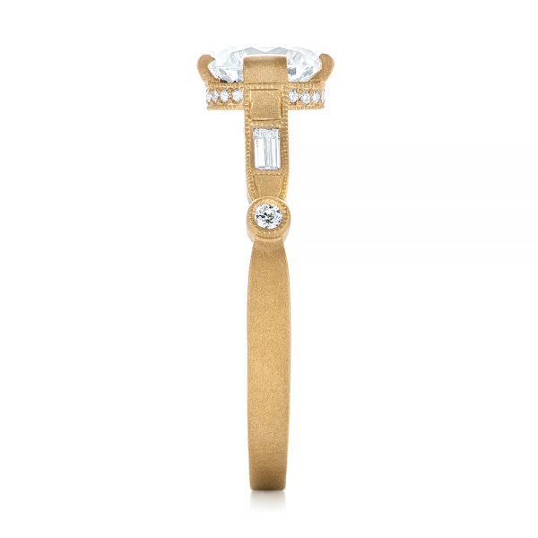 18k Yellow Gold Custom Sandblasted Diamond Engagement Ring - Side View - 103379