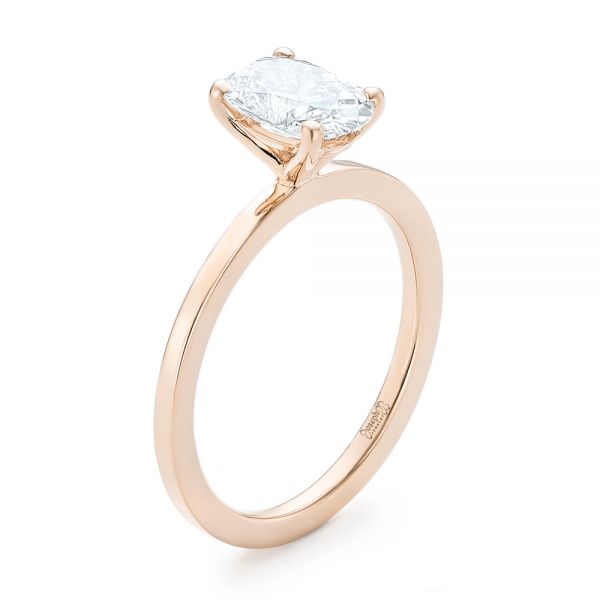 18k Rose Gold 18k Rose Gold Custom Solitaire Diamond Engagement Ring - Three-Quarter View -  102876