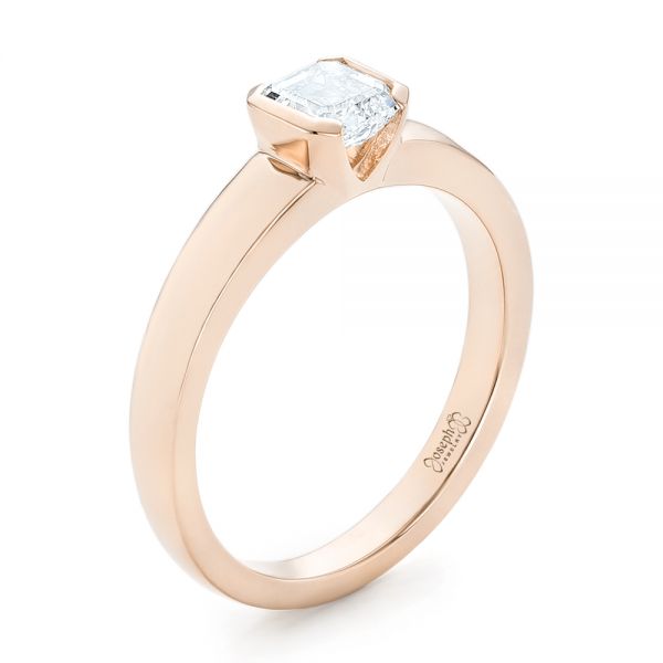 18k Rose Gold 18k Rose Gold Custom Solitaire Diamond Engagement Ring - Three-Quarter View - 102943