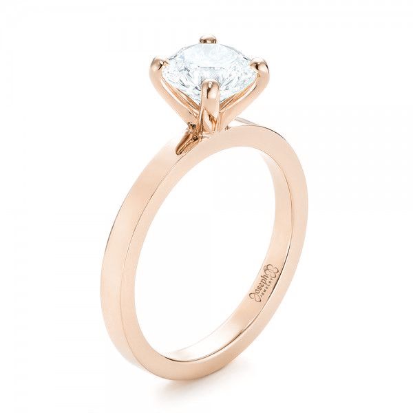 14k Rose Gold 14k Rose Gold Custom Solitaire Diamond Engagement Ring - Three-Quarter View -  102956