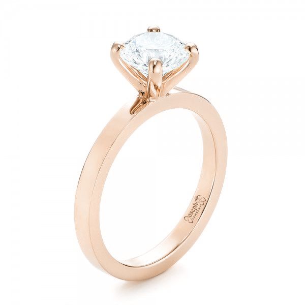 Custom Yellow Gold Solitaire Diamond Engagement RIng - Image