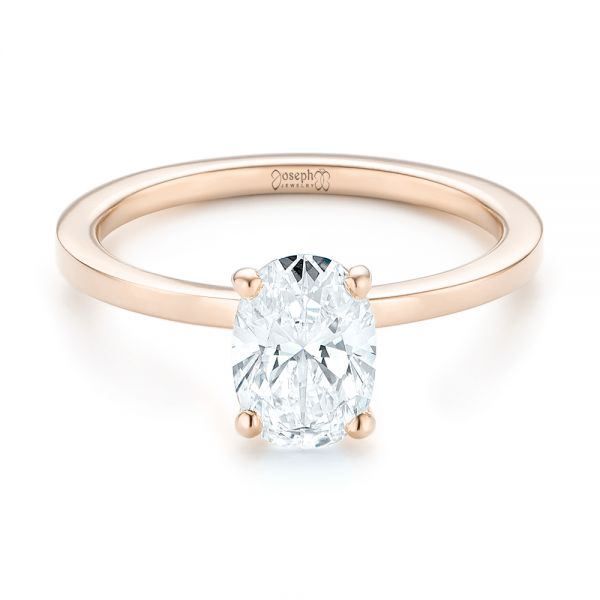 14k Rose Gold 14k Rose Gold Custom Solitaire Diamond Engagement Ring - Flat View -  102876