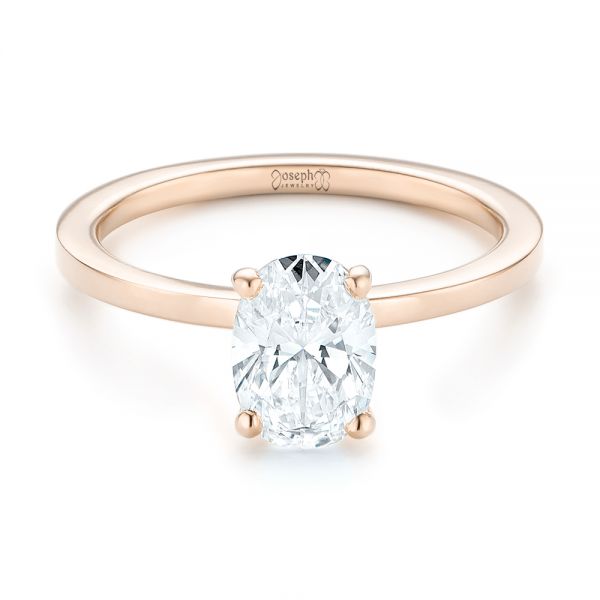 14k Rose Gold 14k Rose Gold Custom Solitaire Diamond Engagement Ring - Flat View - 102876