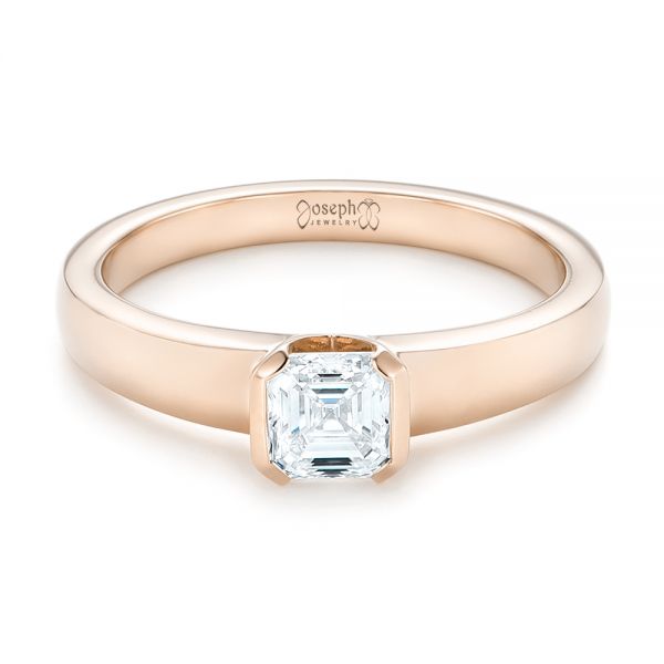18k Rose Gold 18k Rose Gold Custom Solitaire Diamond Engagement Ring - Flat View -  102943