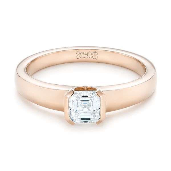 18k Rose Gold 18k Rose Gold Custom Solitaire Diamond Engagement Ring - Flat View - 102943