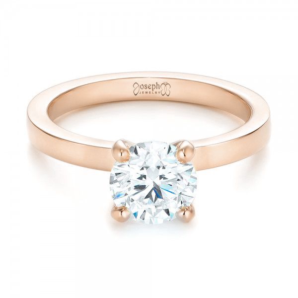 18k Rose Gold 18k Rose Gold Custom Solitaire Diamond Engagement Ring - Flat View -  102956