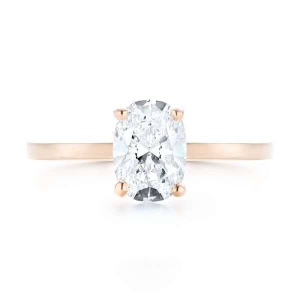 14k Rose Gold 14k Rose Gold Custom Solitaire Diamond Engagement Ring - Top View -  102876