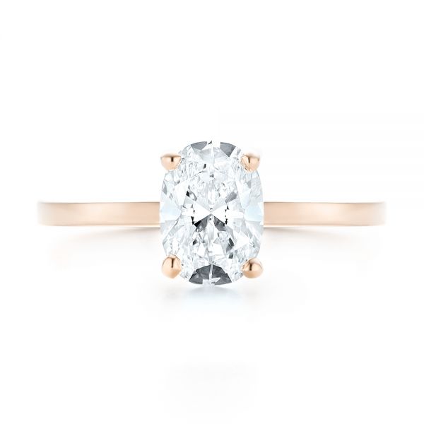 14k Rose Gold 14k Rose Gold Custom Solitaire Diamond Engagement Ring - Top View - 102876