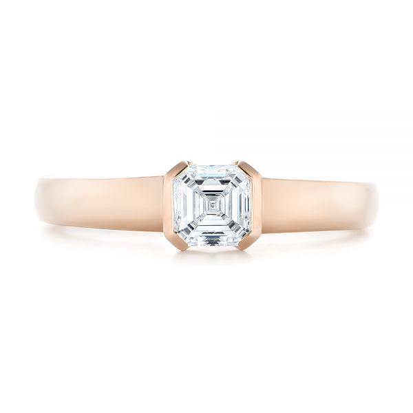 18k Rose Gold 18k Rose Gold Custom Solitaire Diamond Engagement Ring - Top View - 102943