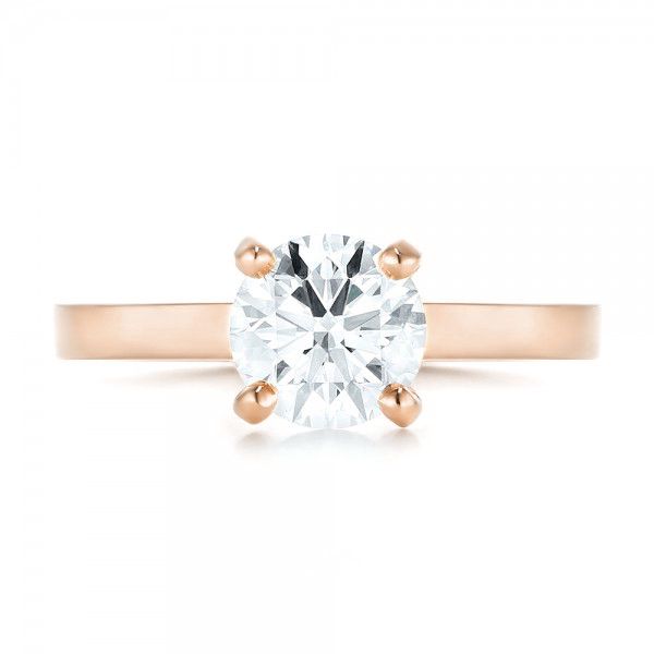 18k Rose Gold 18k Rose Gold Custom Solitaire Diamond Engagement Ring - Top View -  102956