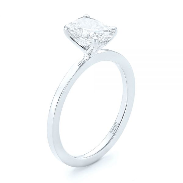 14k White Gold 14k White Gold Custom Solitaire Diamond Engagement Ring - Three-Quarter View -  102876