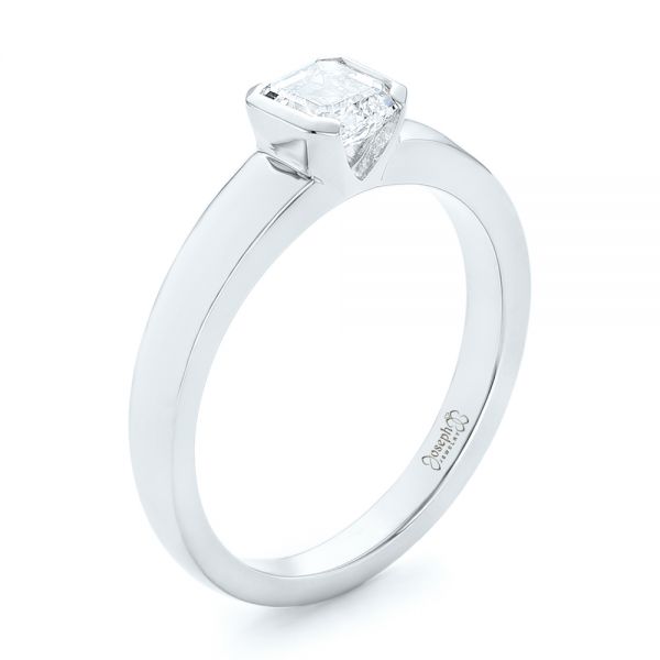 14k White Gold 14k White Gold Custom Solitaire Diamond Engagement Ring - Three-Quarter View -  102943