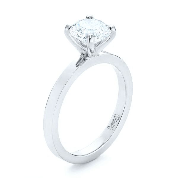 14k White Gold 14k White Gold Custom Solitaire Diamond Engagement Ring - Three-Quarter View -  102956