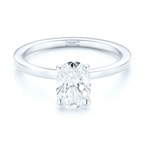 14k White Gold 14k White Gold Custom Solitaire Diamond Engagement Ring - Flat View -  102876