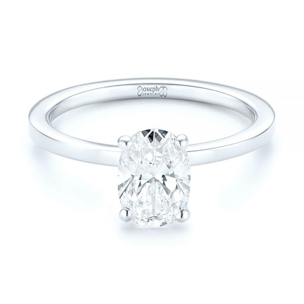 18k White Gold 18k White Gold Custom Solitaire Diamond Engagement Ring - Flat View -  102876