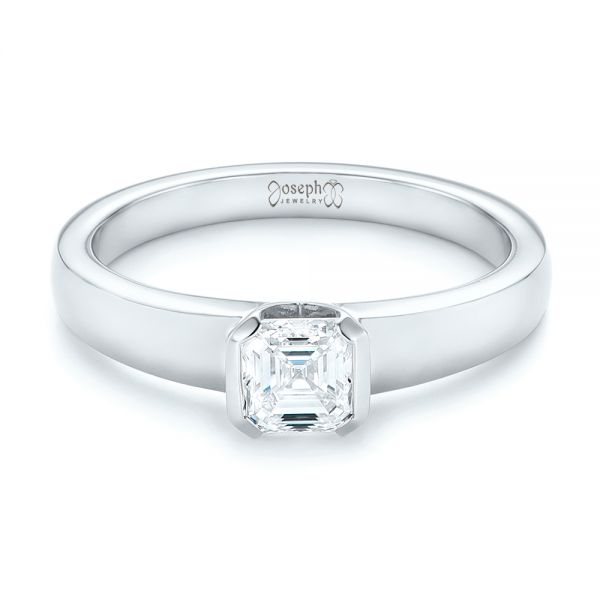 18k White Gold 18k White Gold Custom Solitaire Diamond Engagement Ring - Flat View -  102943