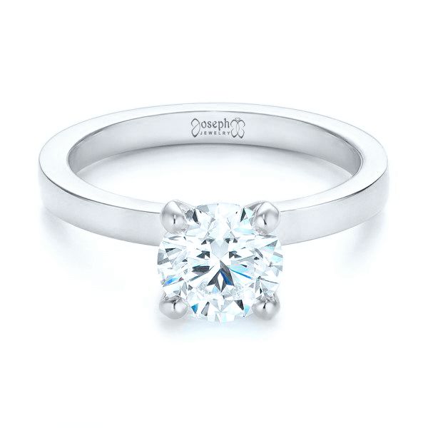 18k White Gold 18k White Gold Custom Solitaire Diamond Engagement Ring - Flat View -  102956