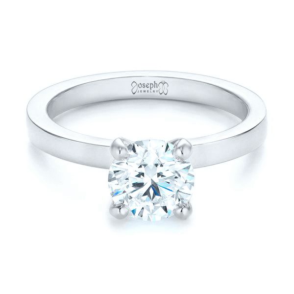 Platinum Platinum Custom Solitaire Diamond Engagement Ring - Flat View - 102956