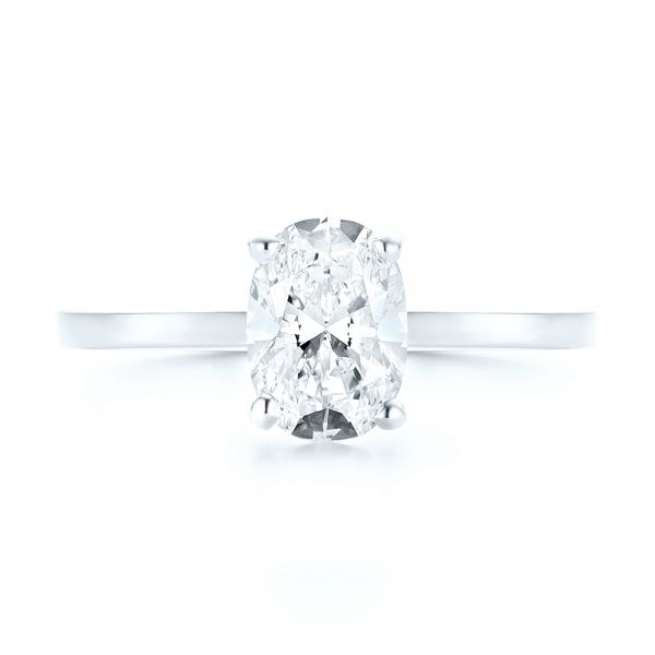 14k White Gold 14k White Gold Custom Solitaire Diamond Engagement Ring - Top View -  102876