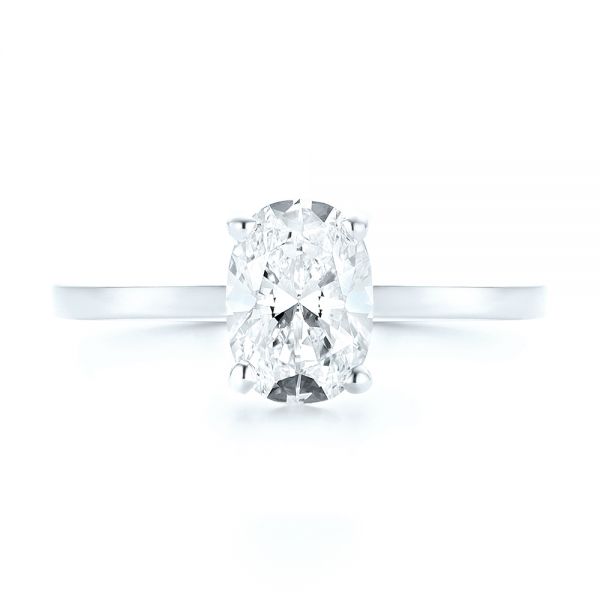 18k White Gold 18k White Gold Custom Solitaire Diamond Engagement Ring - Top View -  102876