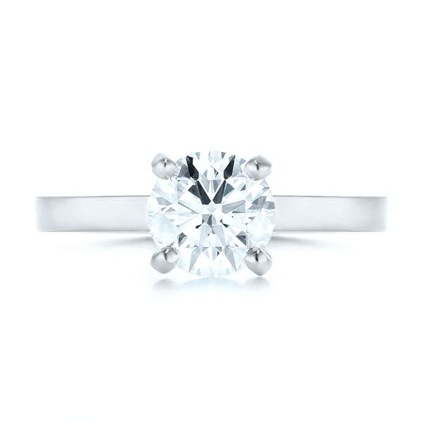 14k White Gold 14k White Gold Custom Solitaire Diamond Engagement Ring - Top View -  102956