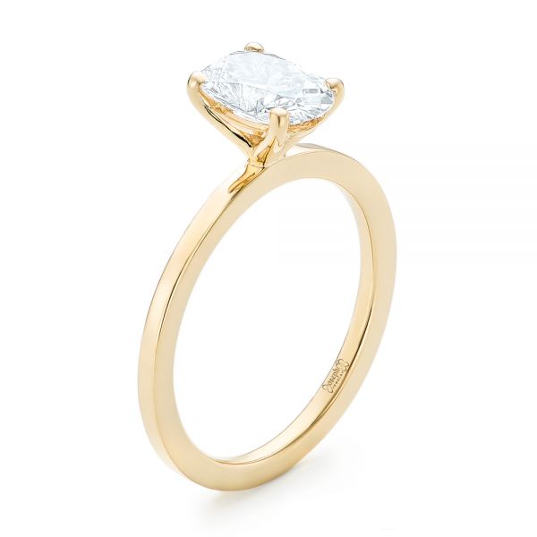 18k Yellow Gold Custom Solitaire Diamond Engagement Ring - Three-Quarter View -  102876