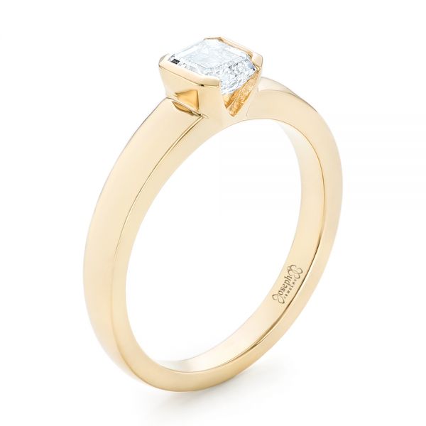 18k Yellow Gold Custom Solitaire Diamond Engagement Ring - Three-Quarter View -  102943