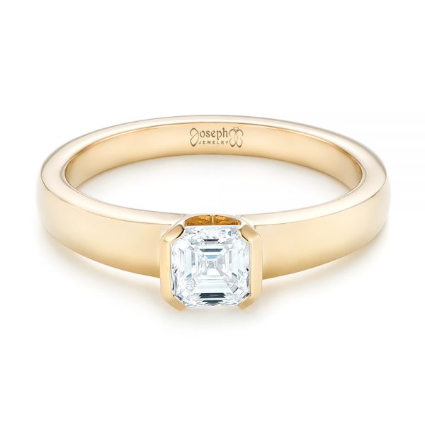 18k Yellow Gold Custom Solitaire Diamond Engagement Ring - Flat View - 102943
