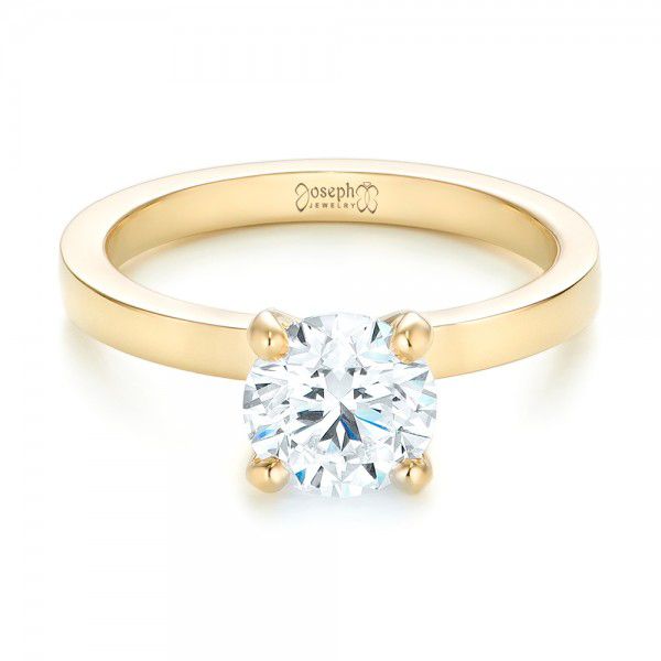 18k Yellow Gold Custom Solitaire Diamond Engagement Ring - Flat View -  102956