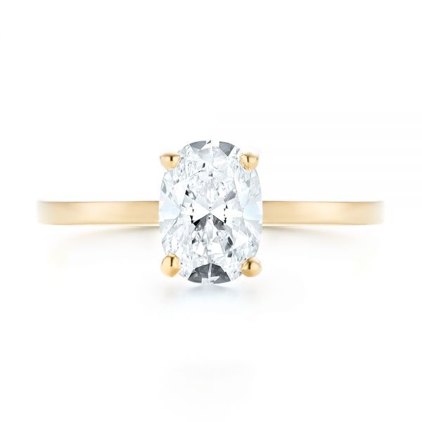 18k Yellow Gold Custom Solitaire Diamond Engagement Ring - Top View -  102876