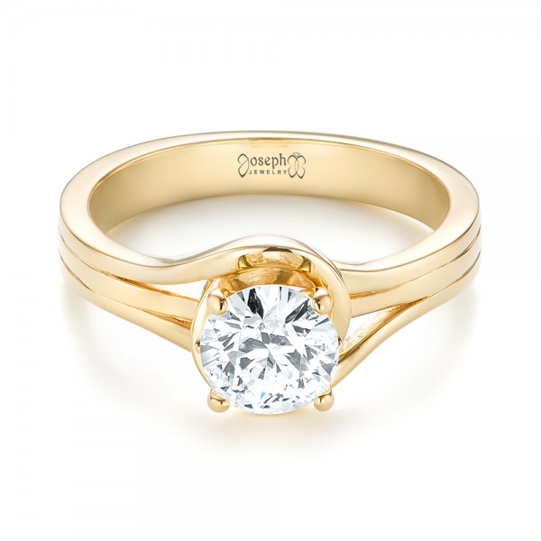 14k Yellow Gold 14k Yellow Gold Custom Solitaire Diamond Engagement Ring - Flat View -  103638