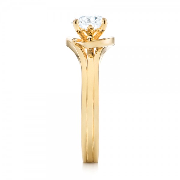 14k Yellow Gold 14k Yellow Gold Custom Solitaire Diamond Engagement Ring - Side View -  103638