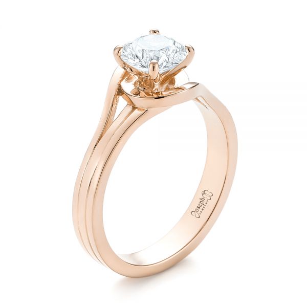 18k Rose Gold 18k Rose Gold Custom Solitaire Diamond Engagement Ring - Three-Quarter View -  103638