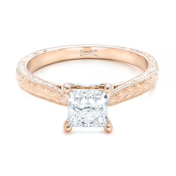 18k Rose Gold 18k Rose Gold Custom Solitaire Diamond Engagement Ring - Flat View -  102605