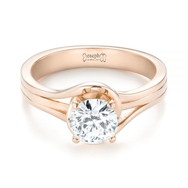 14k Rose Gold 14k Rose Gold Custom Solitaire Diamond Engagement Ring - Flat View -  103638