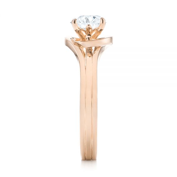 18k Rose Gold 18k Rose Gold Custom Solitaire Diamond Engagement Ring - Side View -  103638