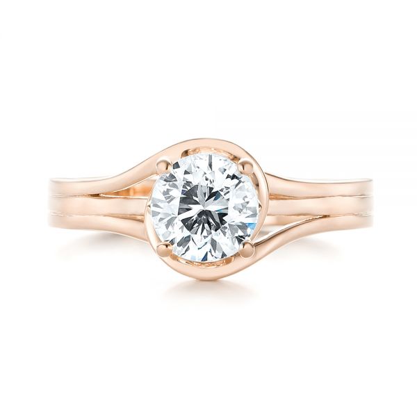 18k Rose Gold 18k Rose Gold Custom Solitaire Diamond Engagement Ring - Top View -  103638