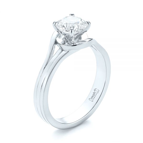 14k White Gold 14k White Gold Custom Solitaire Diamond Engagement Ring - Three-Quarter View -  103638