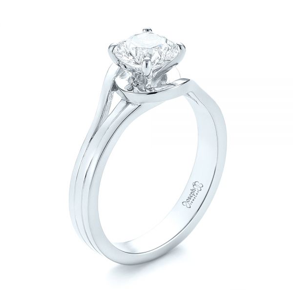 Platinum Platinum Custom Solitaire Diamond Engagement Ring - Three-Quarter View - 103638