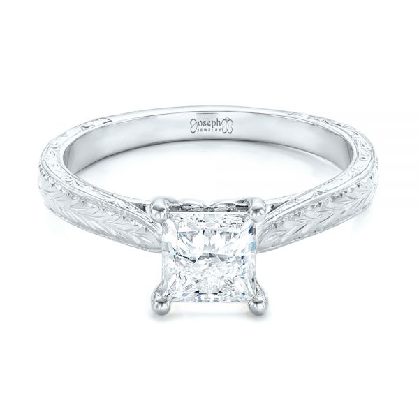 14k White Gold 14k White Gold Custom Solitaire Diamond Engagement Ring - Flat View -  102605