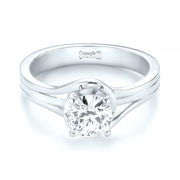 18k White Gold 18k White Gold Custom Solitaire Diamond Engagement Ring - Flat View -  103638