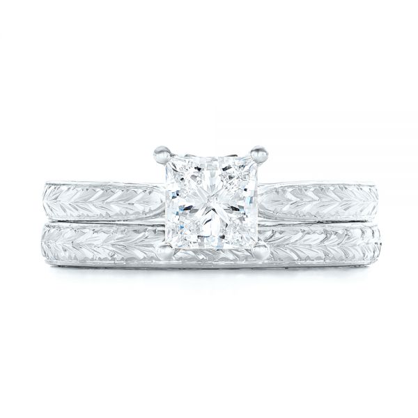 18k White Gold 18k White Gold Custom Solitaire Diamond Engagement Ring - Top View -  102605