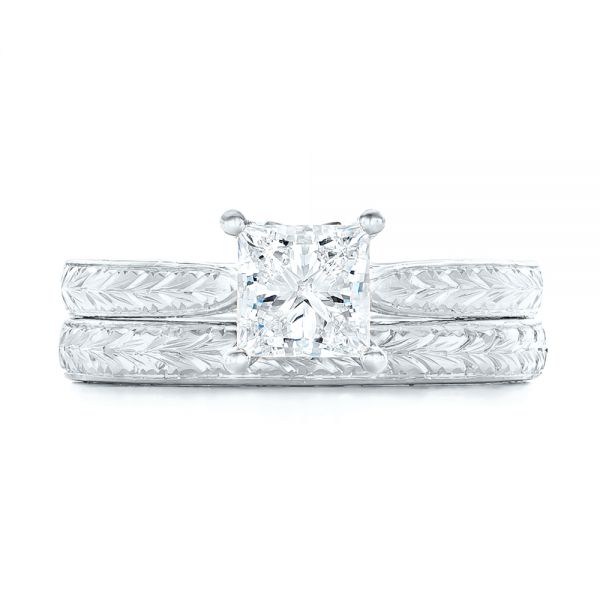 Platinum Platinum Custom Solitaire Diamond Engagement Ring - Top View - 102605