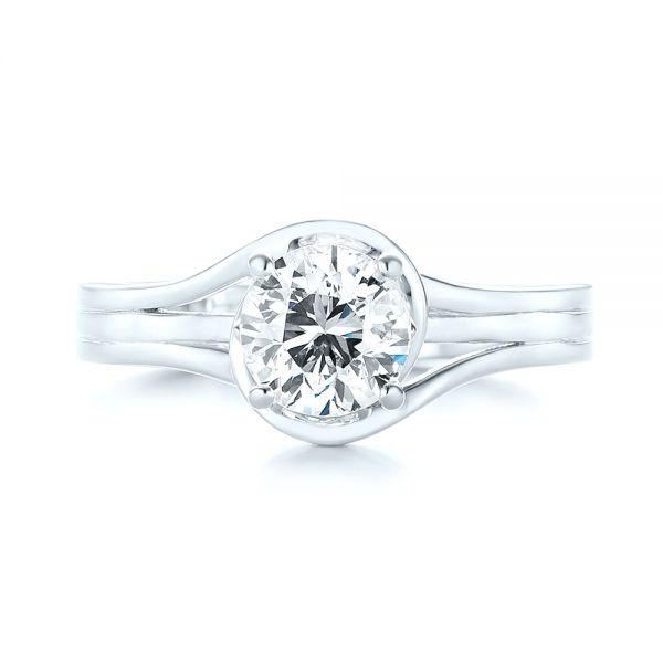 18k White Gold 18k White Gold Custom Solitaire Diamond Engagement Ring - Top View -  103638